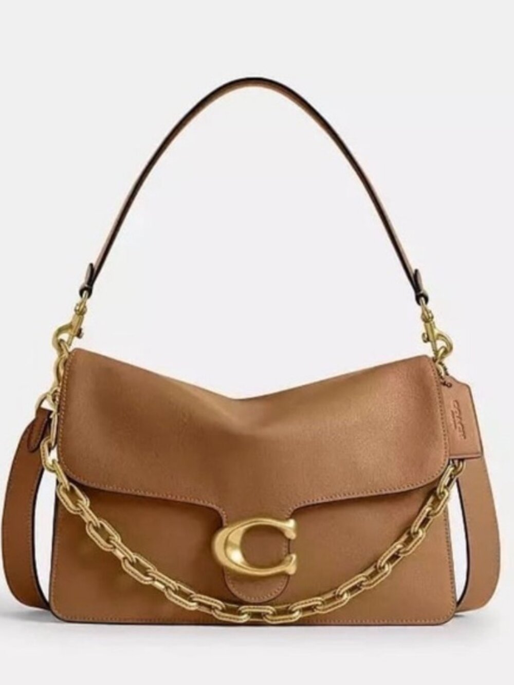 Coach Chain Tabby Shoulder Bag 30 in Brass/Honey Brown Soft Grain Leather NWT